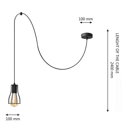 Hanglamp aan een koord TUBE LONG 1xE27/15W/230V zwart