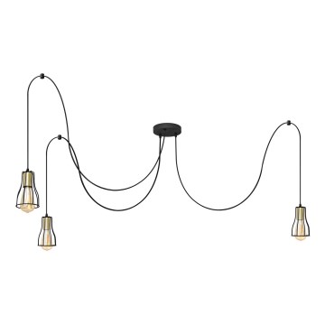 Hanglamp aan een koord TUBE LONG 3xE27/15W/230V zwart/goud