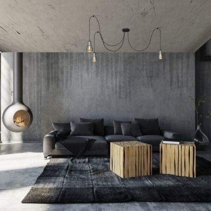 Hanglamp aan een koord TUBE LONG 5xE27/15W/230V zwart/glanzend chroom