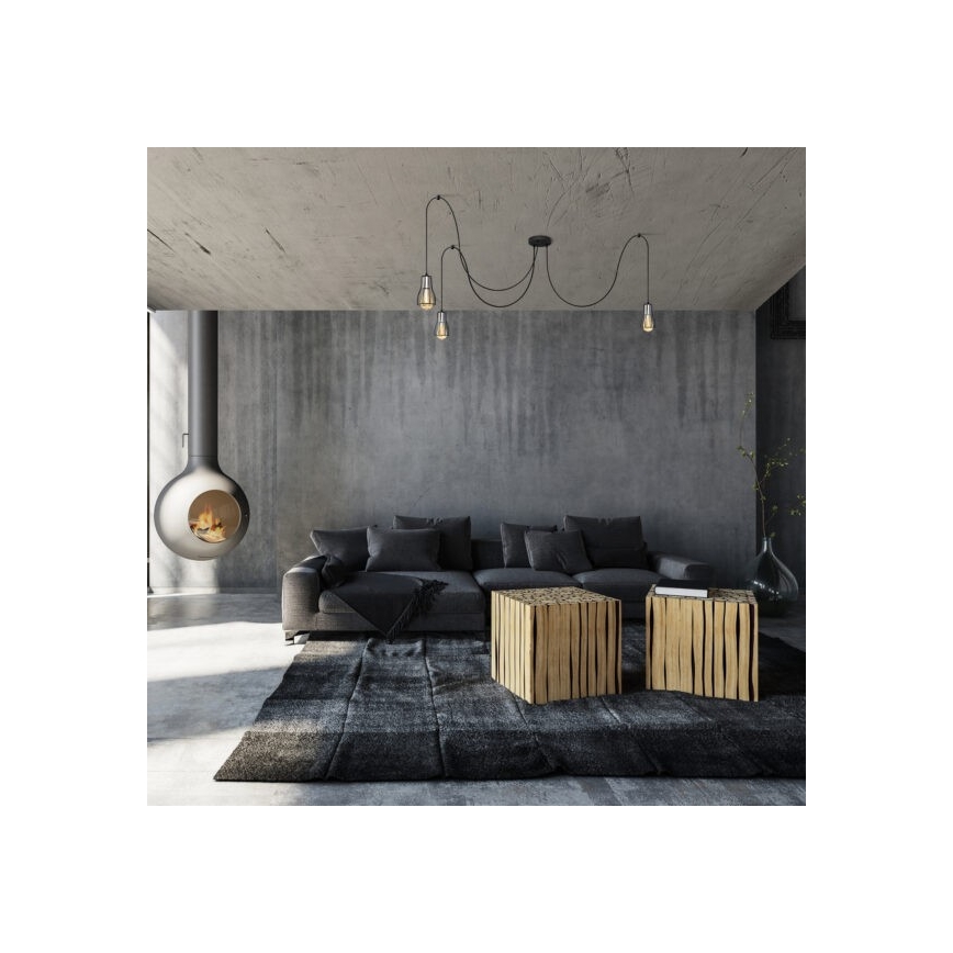 Hanglamp aan een koord TUBE LONG 5xE27/15W/230V zwart/glanzend chroom
