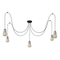 Hanglamp aan een koord TUBE LONG 5xE27/15W/230V zwart/glanzend chroom