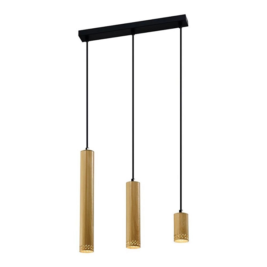 Hanglamp aan een koord TUBO 3xGU10/25W/230V hout