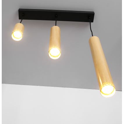 Hanglamp aan een koord TUBO 3xGU10/25W/230V hout