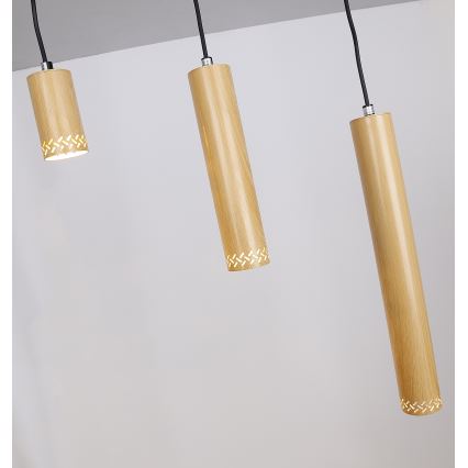 Hanglamp aan een koord TUBO 3xGU10/25W/230V hout