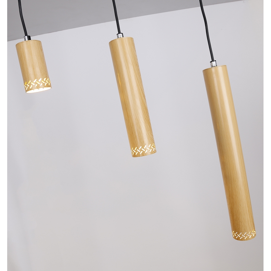 Hanglamp aan een koord TUBO 3xGU10/25W/230V hout