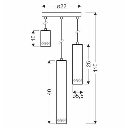 Hanglamp aan een koord TUBO 3xGU10/25W/230V