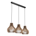 Hanglamp aan een koord TUCCI 3xE27/15W/230V eiken/zwart