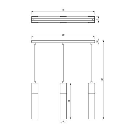 Hanglamp aan een koord TULUM 3xGU10/60W/230V zwart