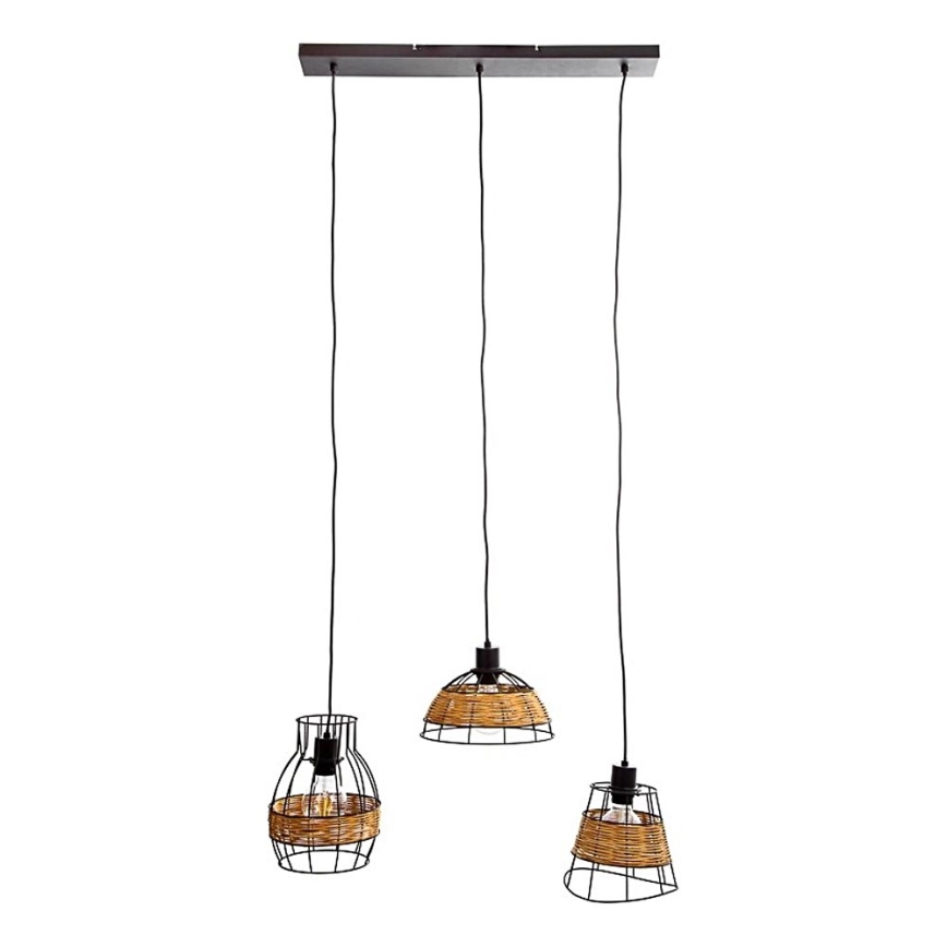 Hanglamp aan een koord TUNIS 4xE27/40W/230V zwart/bruin