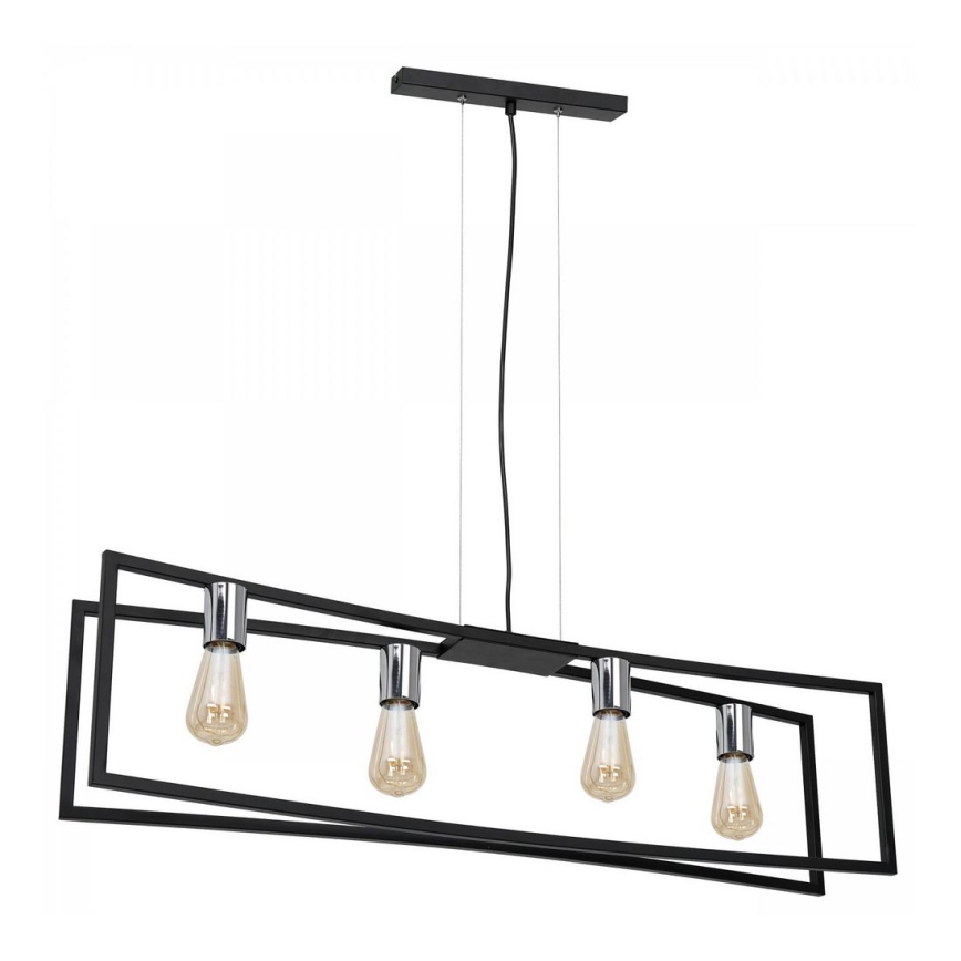 Hanglamp aan een koord TUNJA 4xE27/60W/230V zwart/glanzend chroom