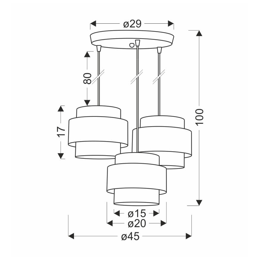 Hanglamp aan een koord TWIN 3xE27/40W/230V bruin/zwart