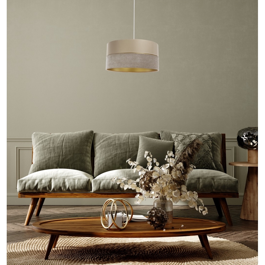 Hanglamp aan een koord TWIST 1xE27/60W/230V beige/goud