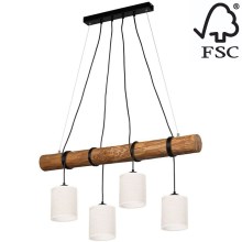 Hanglamp aan een koord ULMO 4xE27/25W/230V Dennenboom – FSC gecertificeerd