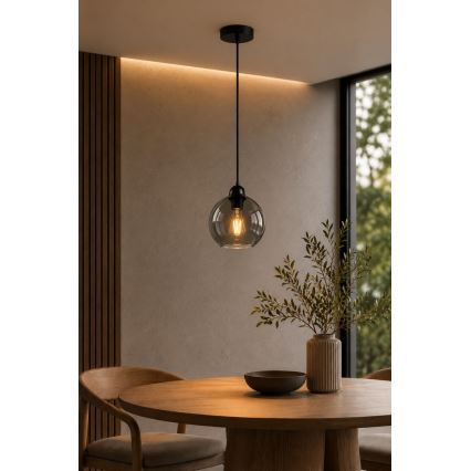 Hanglamp aan een koord UNO 1xE27/60W/230V zwart/gerookt