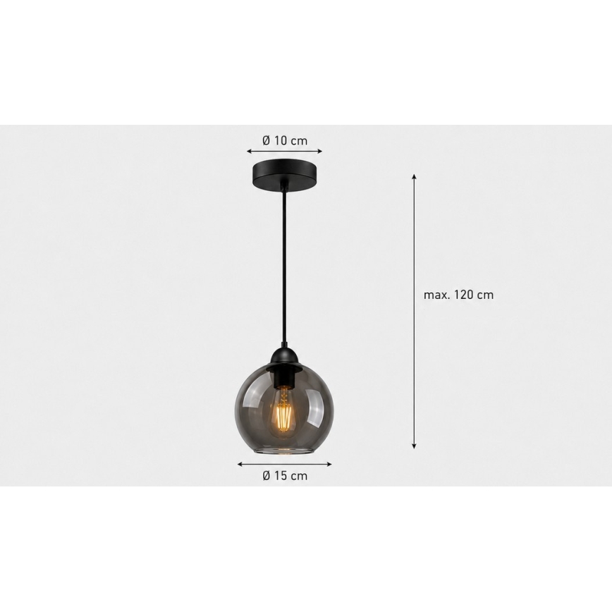 Hanglamp aan een koord UNO 1xE27/60W/230V zwart/gerookt