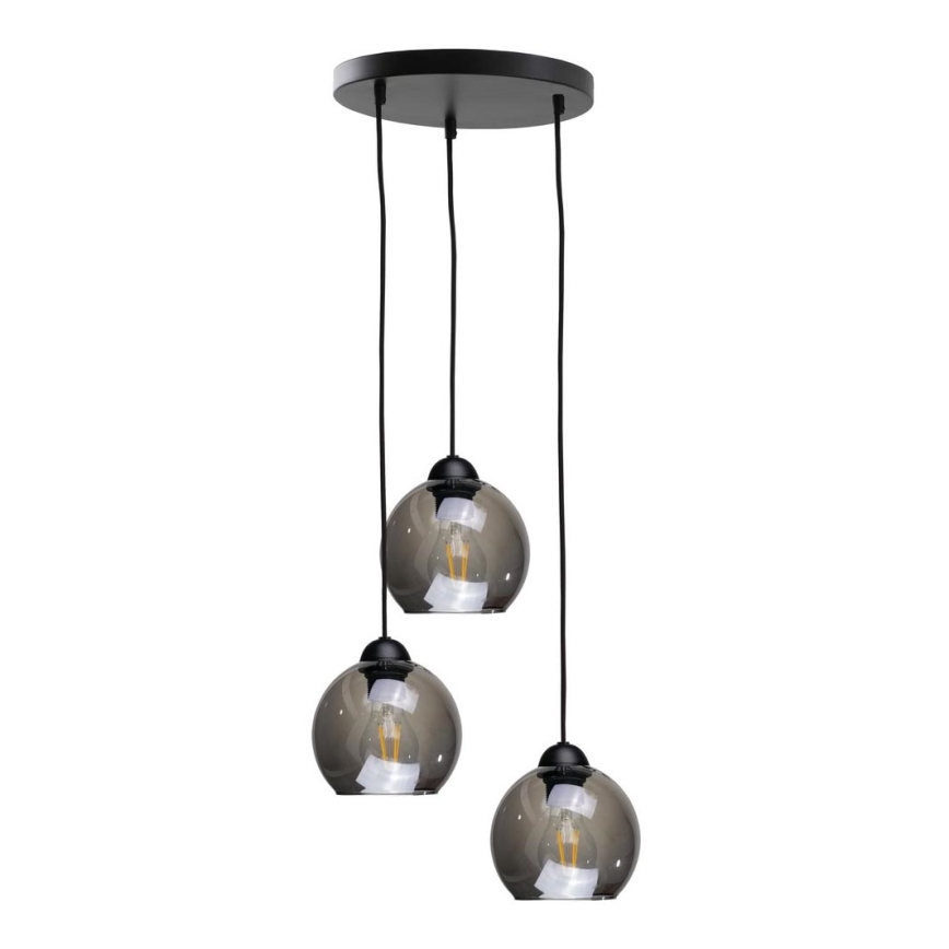 Hanglamp aan een koord UNO 3xE27/60W/230V zwart/gerookt