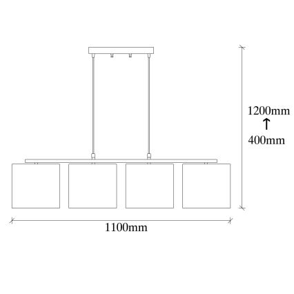 Hanglamp aan een koord VALIZ 4xE27/40W/230V