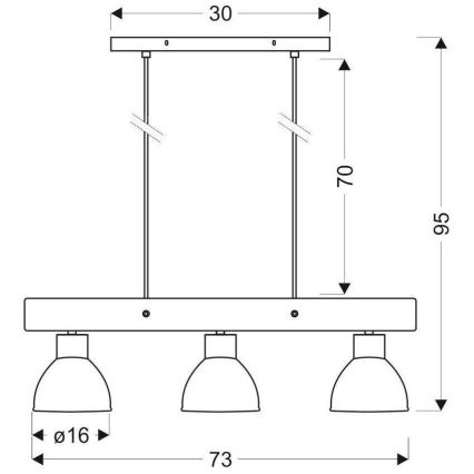 Hanglamp aan een koord VARIO 3xE27/60W/230V Berk