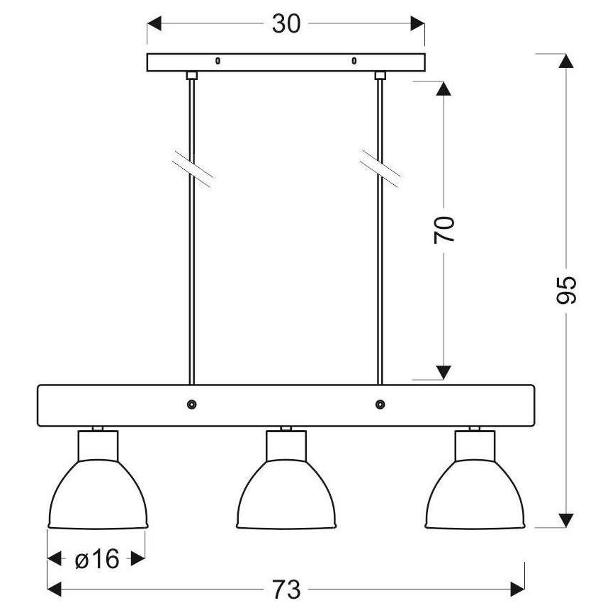 Hanglamp aan een koord VARIO 3xE27/60W/230V Berk