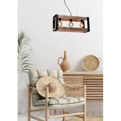 Hanglamp aan een koord VARNA 3xE27/40W/230V eiken