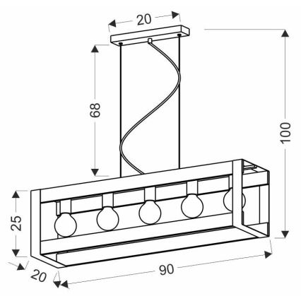 Hanglamp aan een koord VARNA 5xE27/40W/230V eiken