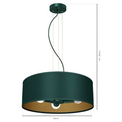 Hanglamp aan een koord VERDE 3xE27/60W/230V groen