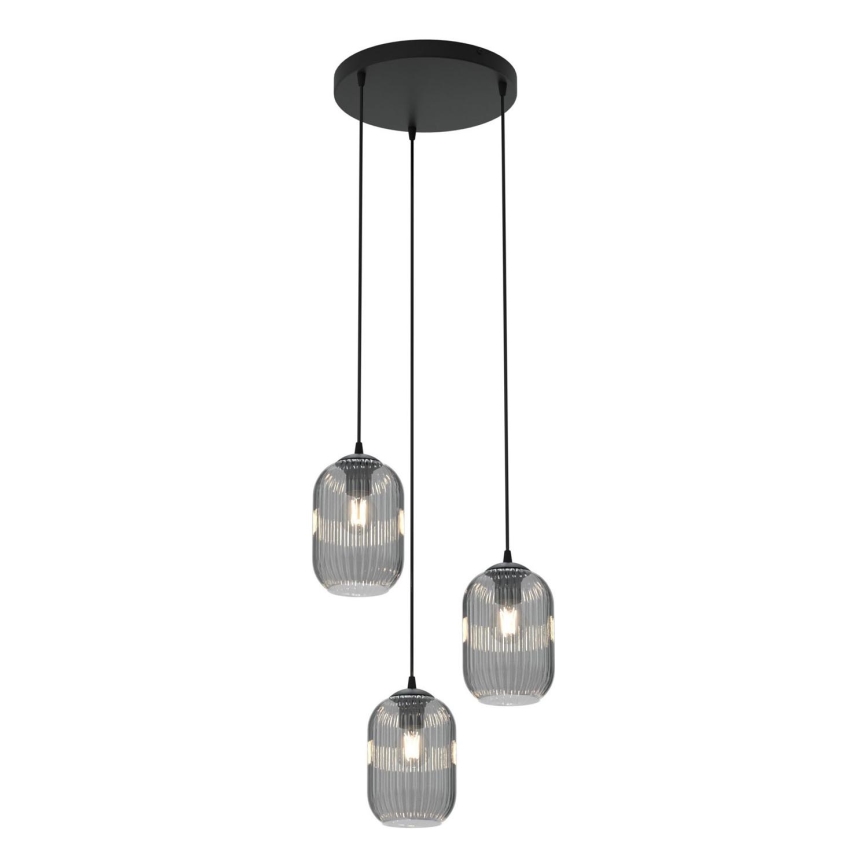 Hanglamp aan een koord VERDI 3xE27/15W/230V diameter 30 cm zwart/grijs