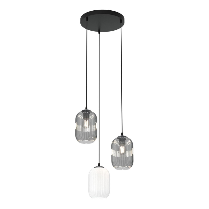 Hanglamp aan een koord VERDI 3xE27/15W/230V diameter 30 cm zwart/grijs/wit