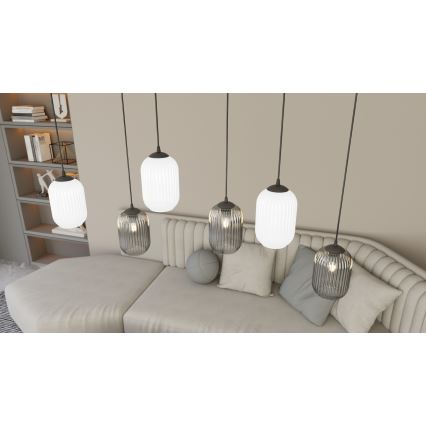 Hanglamp aan een koord VERDI 3xE27/15W/230V diameter 30 cm zwart/grijs/wit