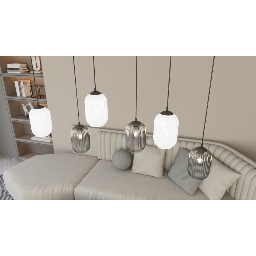 Hanglamp aan een koord VERDI 3xE27/15W/230V diameter 30 cm zwart/grijs/wit