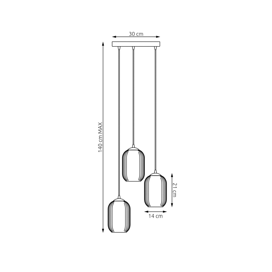 Hanglamp aan een koord VERDI 3xE27/15W/230V diameter 30 cm zwart/grijs/wit