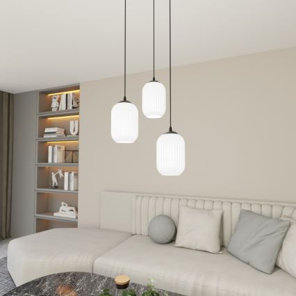 Hanglamp aan een koord VERDI 3xE27/15W/230V diameter 30 cm zwart/wit