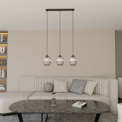 Hanglamp aan een koord VERDI 3xE27/15W/230V zwart/grijs