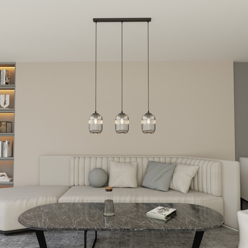 Hanglamp aan een koord VERDI 3xE27/15W/230V zwart/grijs