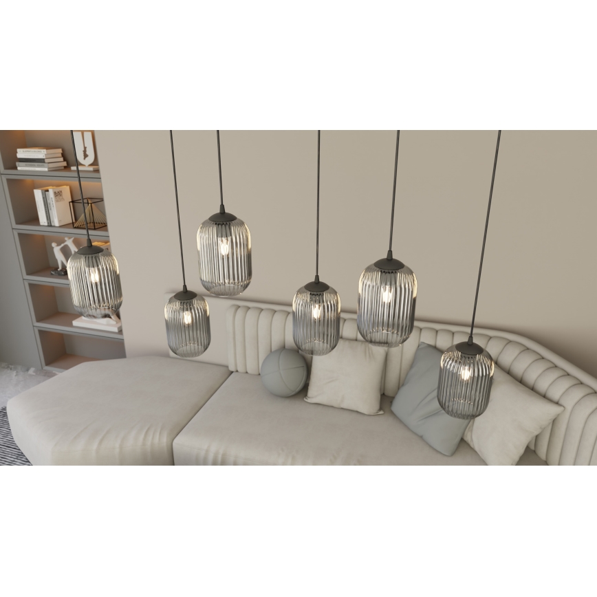 Hanglamp aan een koord VERDI 3xE27/15W/230V zwart/grijs
