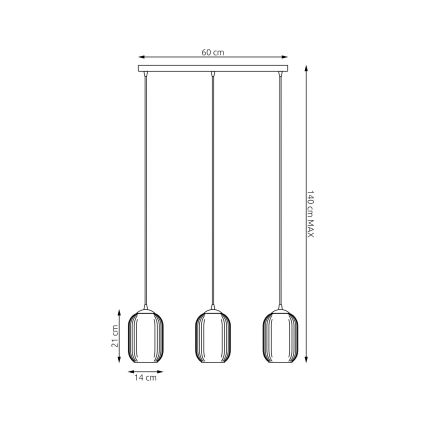 Hanglamp aan een koord VERDI 3xE27/15W/230V zwart/grijs