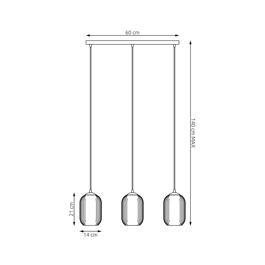 Hanglamp aan een koord VERDI 3xE27/15W/230V zwart/grijs