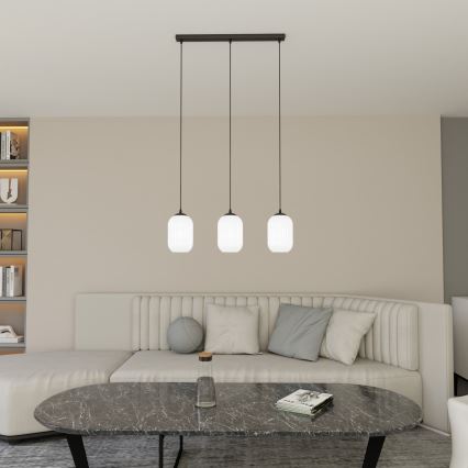 Hanglamp aan een koord VERDI 3xE27/15W/230V zwart/wit