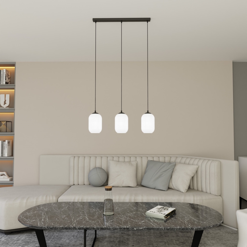 Hanglamp aan een koord VERDI 3xE27/15W/230V zwart/wit