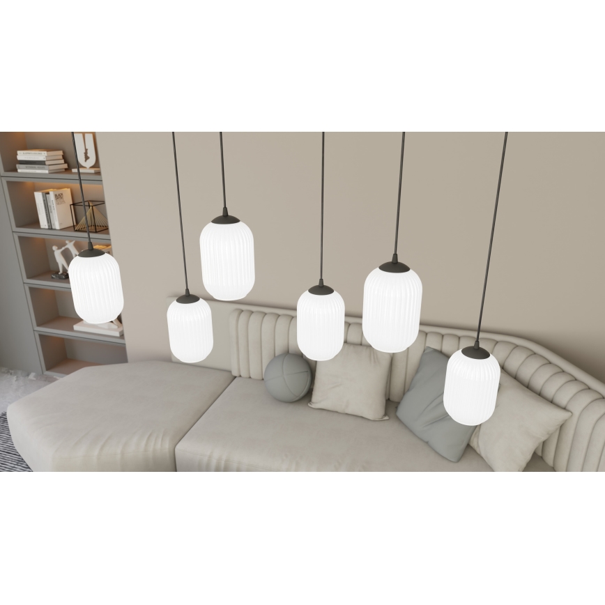 Hanglamp aan een koord VERDI 3xE27/15W/230V zwart/wit