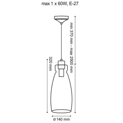 Hanglamp aan koord VETRO 1xE27/60W/230V