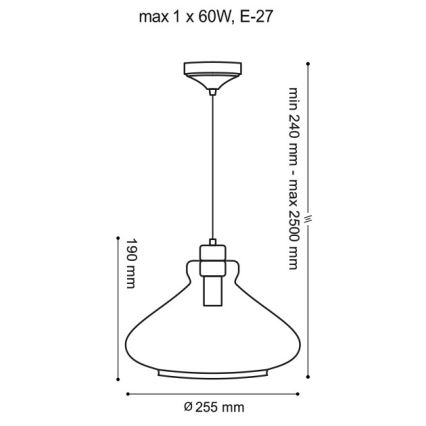 Hanglamp aan een koord VETRO 1xE27/60W/230V beuken