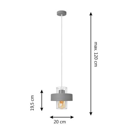 Hanglamp aan een koord VOLTA 1xE27/15W/230V grijs