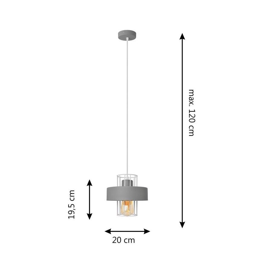 Hanglamp aan een koord VOLTA 1xE27/15W/230V grijs
