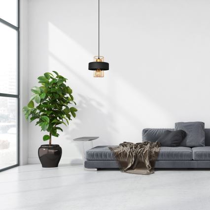 Hanglamp aan een koord VOLTA 1xE27/15W/230V zwart/gouden