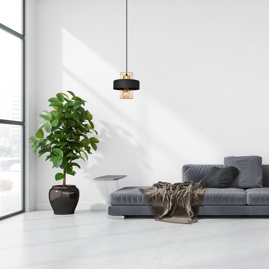 Hanglamp aan een koord VOLTA 1xE27/15W/230V zwart/gouden