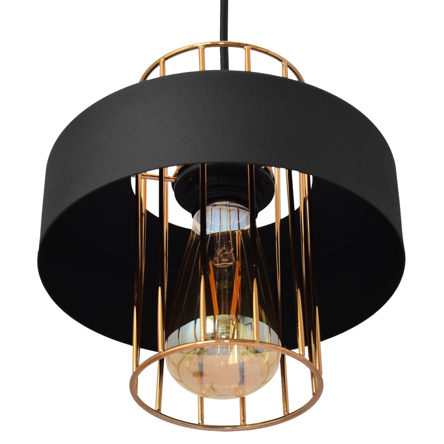 Hanglamp aan een koord VOLTA 1xE27/15W/230V zwart/gouden