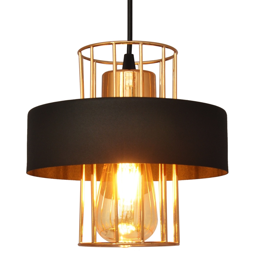 Hanglamp aan een koord VOLTA 1xE27/15W/230V zwart/gouden