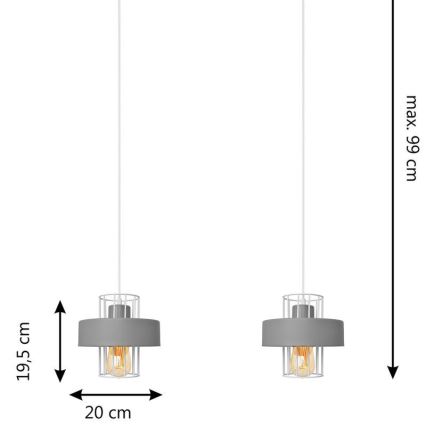 Hanglamp aan een koord VOLTA 2xE27/15W/230V grijs