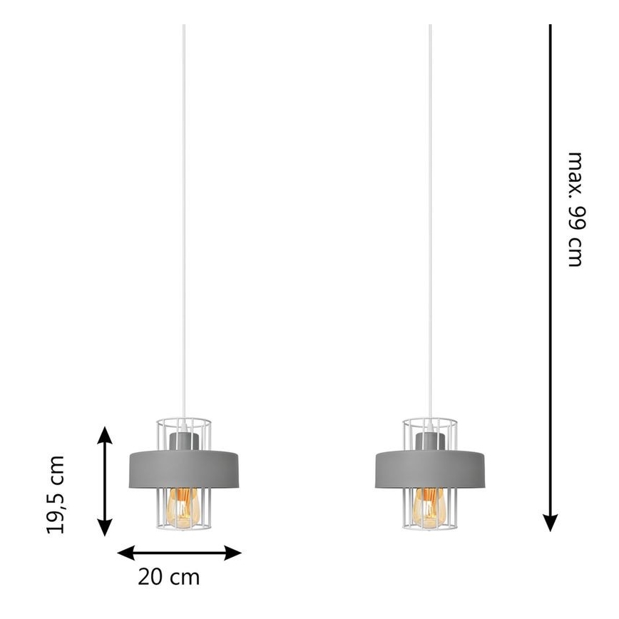 Hanglamp aan een koord VOLTA 2xE27/15W/230V grijs